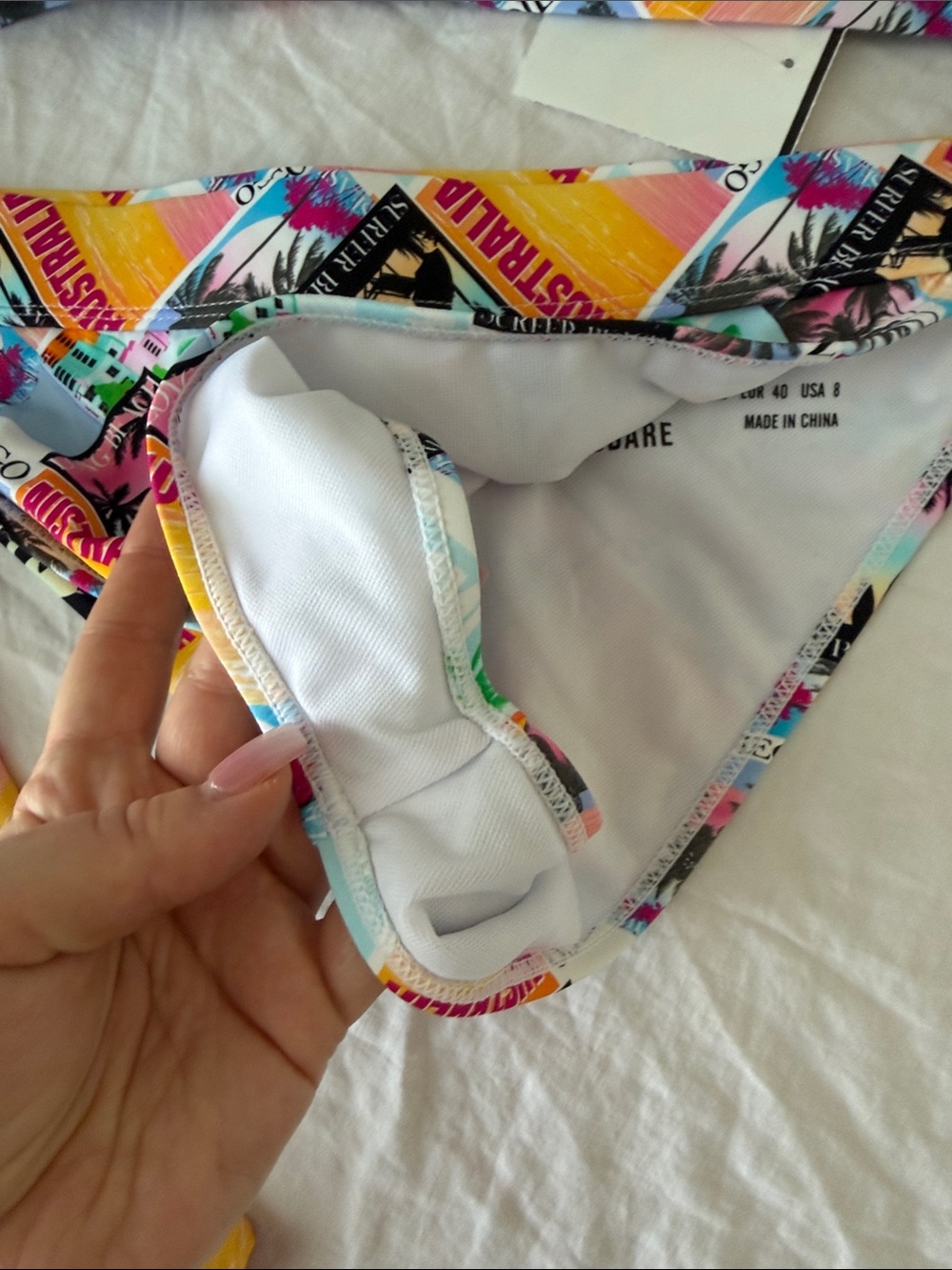 Threadbare Multicolor Graphic Triangle Bikini - Picture 6 of 12